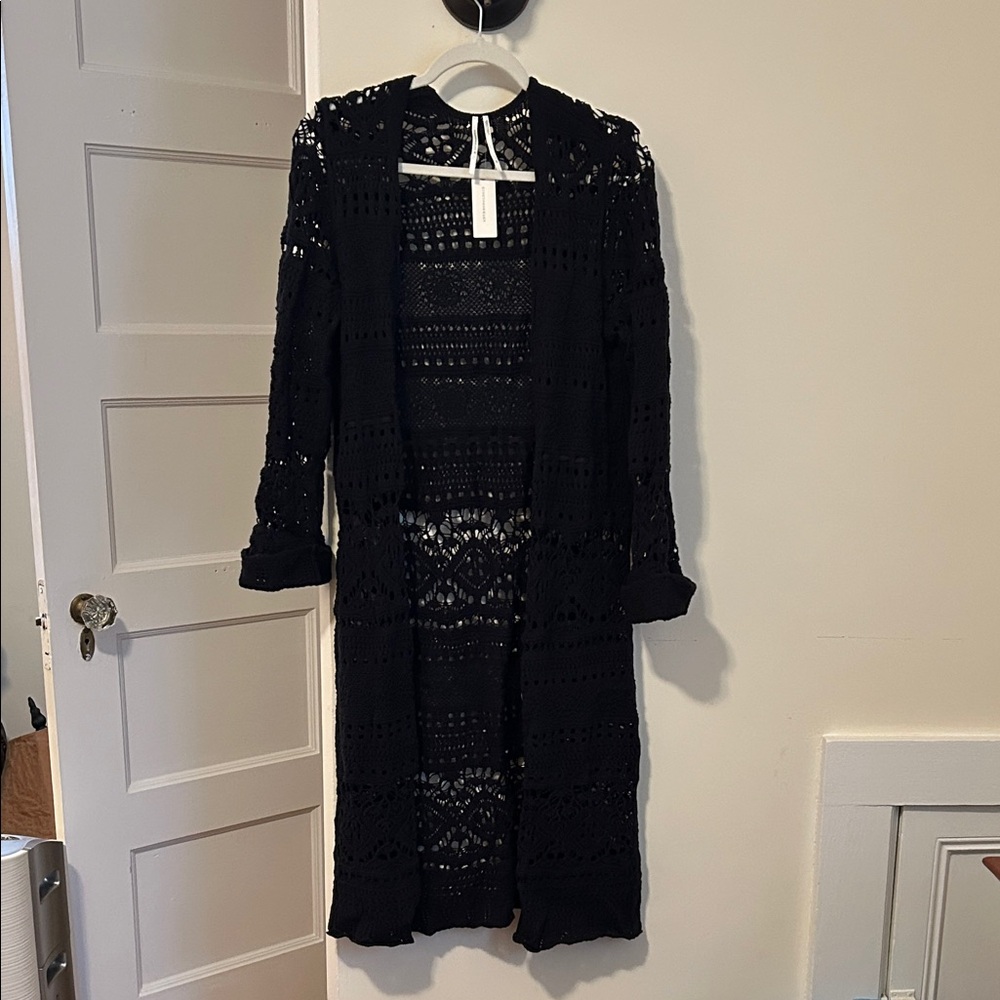 Anthropologie Black Crochet Sweater